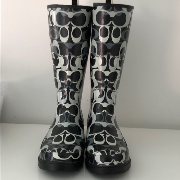COACH AUTHENTIC SIGNATURE HIGH RAIN BOOTS - Picture 3 of 7